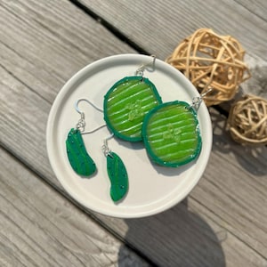 Handmade Polymer Clay Pickle Earrings: Fun Food Jewelry