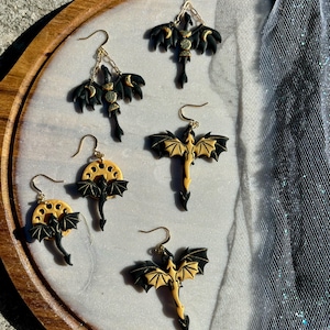 Handmade Polymer Clay Dragon Earrings: Fantasy Book Lover Jewelry