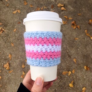 Trans Pride Crochet Coffee Cozy