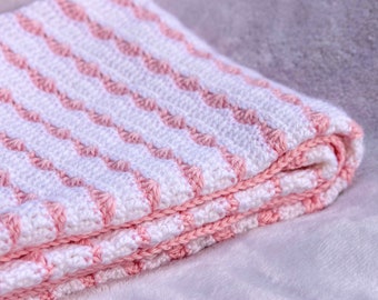 Pink and White Crochet Baby Blanket