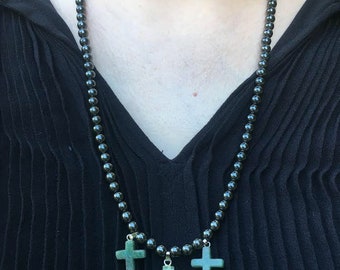 Hand-strung Jade Cross Necklace