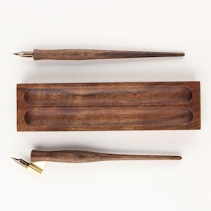 PISZ handmade wooden calligraphy set with oblique and straight pen holder for copperplate spencerian modern ornamental penmanship penholder