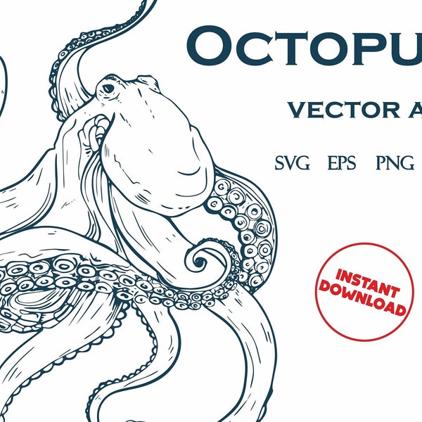 Octopus SVG, Octopus Tentacles SVG, Ocean Animals SVG, Kraken Svg, Cricut Cut Files, Silhouette Cut Files, Vector files, Digital Download