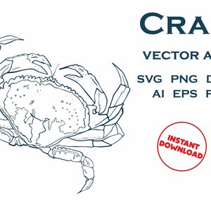 Sea Crab SVG, Ocean Animals SVG, Beach Crab PNG Art, Sea Crab Tattoo, Cricut Cut Files, Sublimation Files, Vector files Digital Download