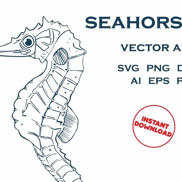 Seahorse Art SVG, Ocean Animals SVG, Sea Horse PNG, Laser Cut Seahorse, Cricut Cut Files, Silhouette Files, Vector files, Digital Download