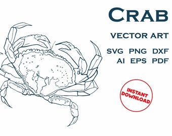 Mer crabe SVG, océan animaux SVG, plage crabe PNG Art, tatouage de crabe de mer, fichiers de coupe Cricut, fichiers de sublimation, fichiers vectoriels téléchargement numérique