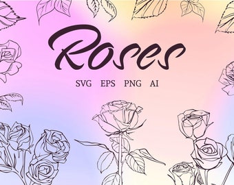 Rose SVG Bundle, Roses Svg, Rose PNG Designs, Floral Svg Bundle, Flower SVG, Rose Silhouette, Black Rose Tattoo Svg, Rose Clipart, Cut File
