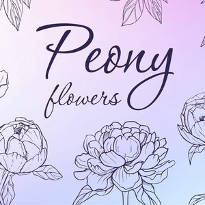 Peony Bouquet SVG, Peonies SVG Bundle, Botanical Clipart PNG, Peony Flowers Eps, Wedding flowers, Files For Cricut, Set of Svg, Silhouette