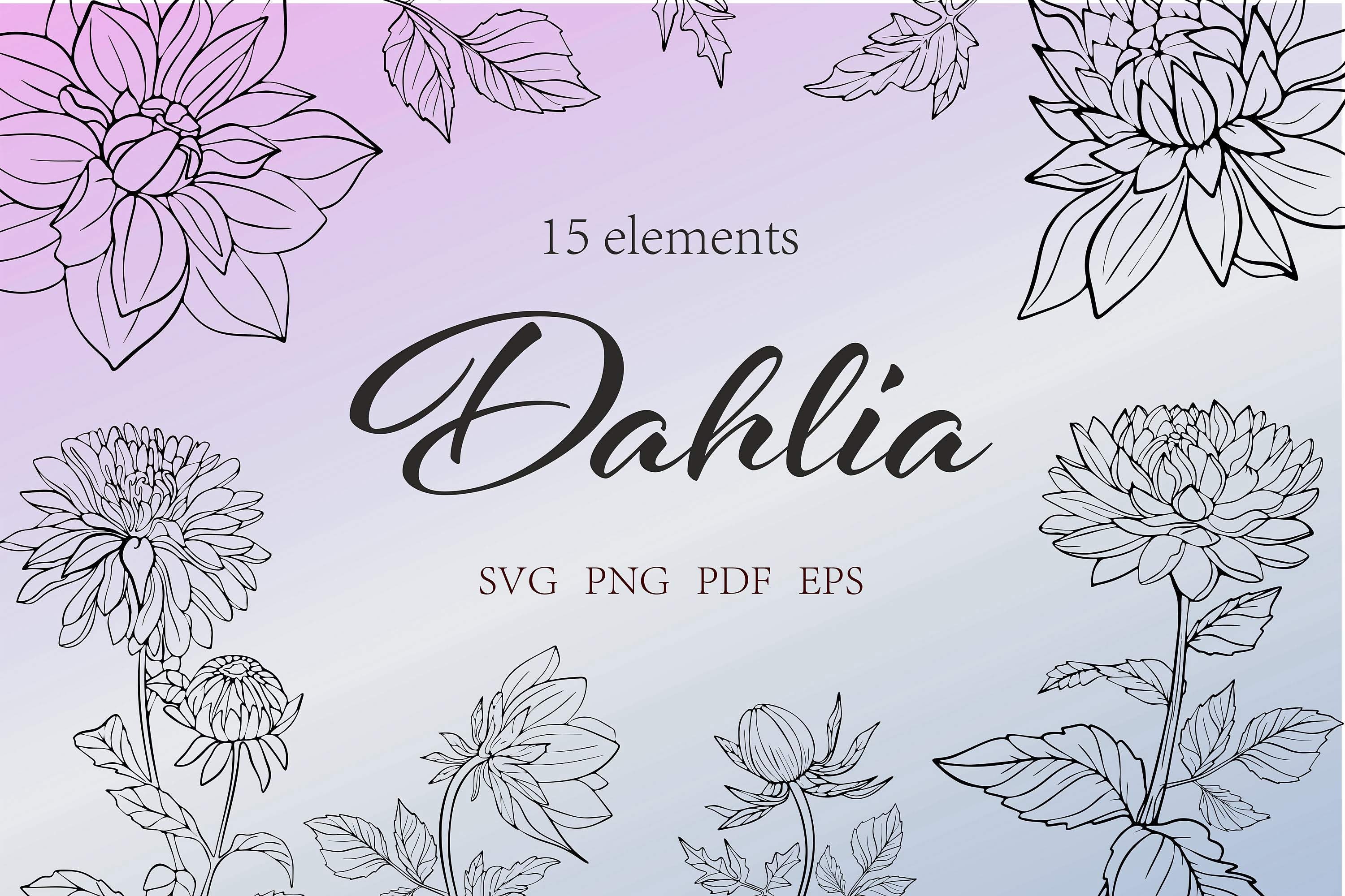 Dahlia Bouquet SVG Dahlias SVG Bundle Botanical Clipart PNG - Etsy