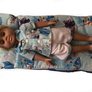 Cinderella Sleeping bag for American girl doll or 18 inch doll with matching pajamas