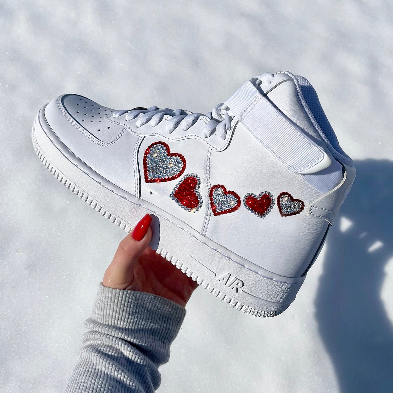 afdrijven ontslaan spijsvertering Heart Air Force 1 Nike Crystal Sneakers for Valentine's - Etsy