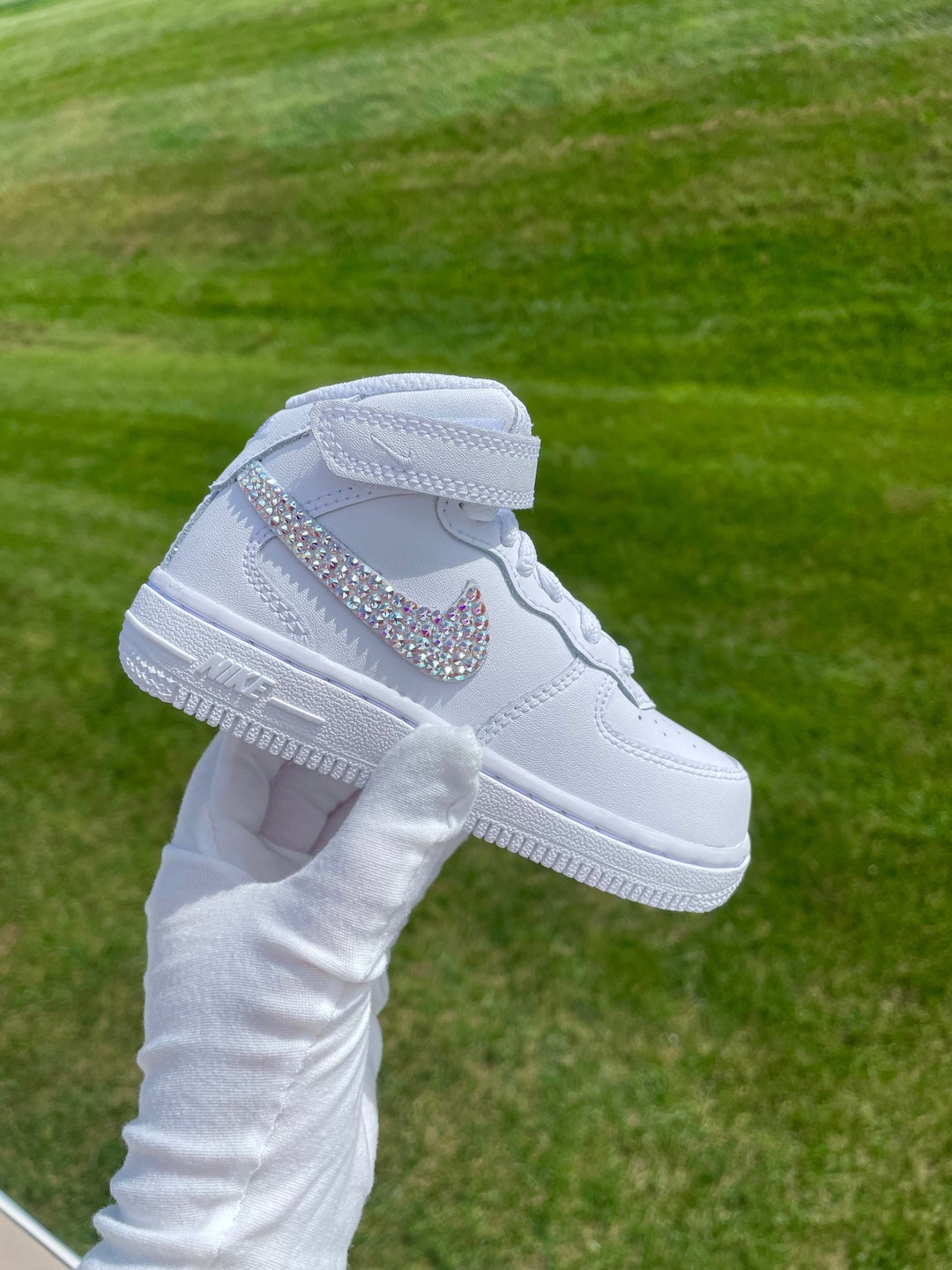 Kids Air Force 1 Crystal Sneakers With Custom Crystal Colors 