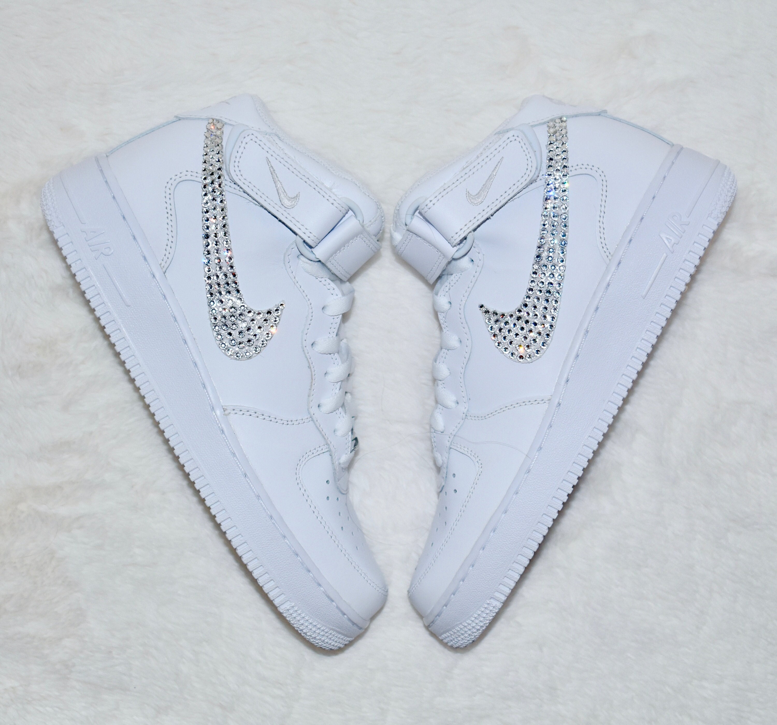 Swarovski Nike Air Force 1 MID Sneakers Crystal Rhinestone Bling Brid…