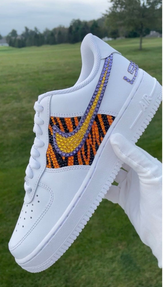 LSU Tiger Premium Crystal Custom Nike Air Force 1 Sneakers | Etsy