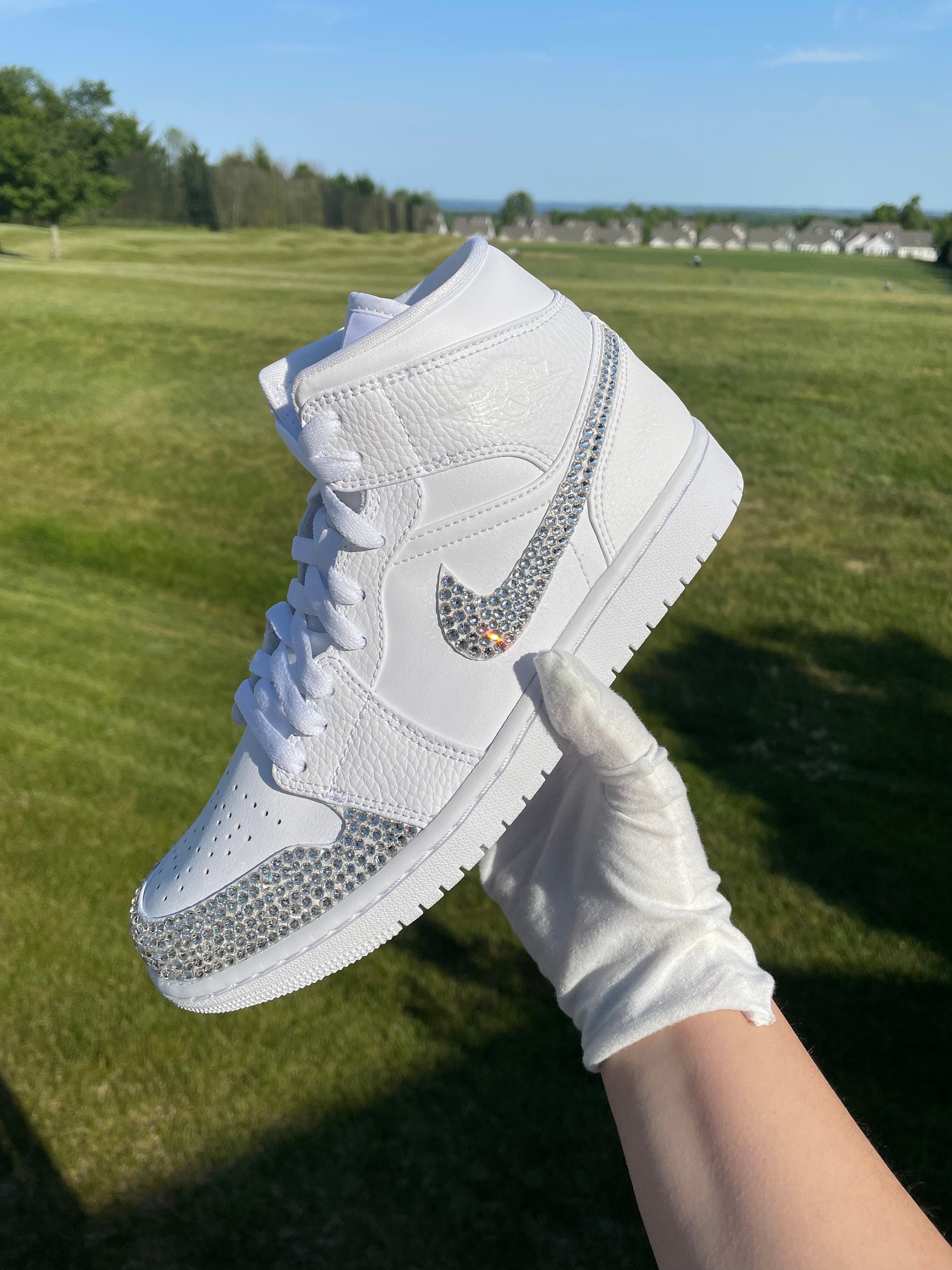 white and glitter jordans