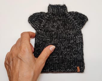 Hand Knit Smartdoll Sweater: Black with Silver Effect