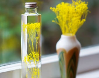 Herbarium bottle, Japanese style herbarium, herbarium, natural home decor, windowsill decor, yellow herbarium bottle, window decoration