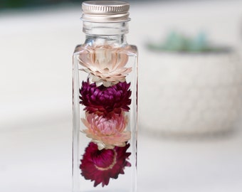 Valentines Day, herbarium, herbarium bottle, Japanese style herbarium, unique flower gift, dried flowers in a bottle, flower desk decor