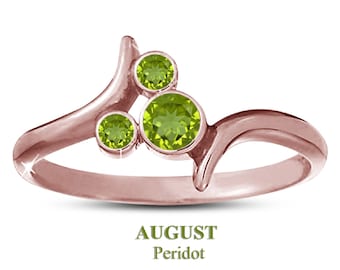 Disney Party Wear Mickey Mouse Ring, Peridot Edelstein 14k Rose Vergoldung 925 Sterling Silber Disney August Birthstone Ring, Modering