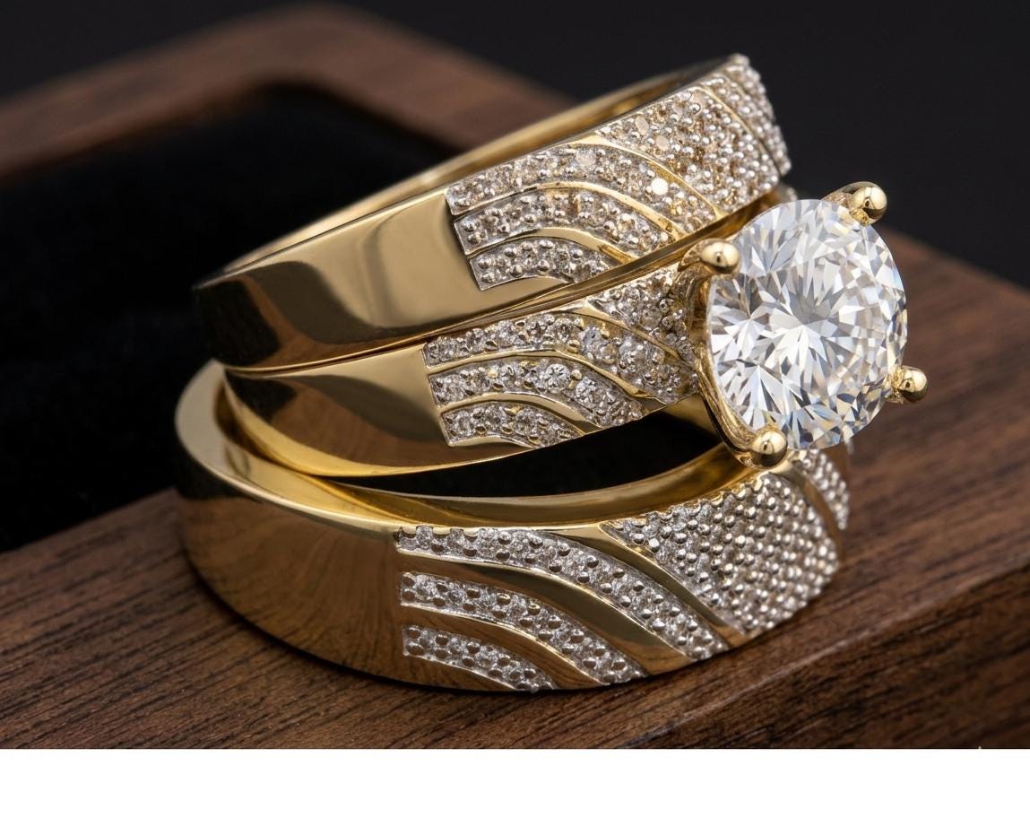 Diamond Wedding Ring His Hers Set - Etsy