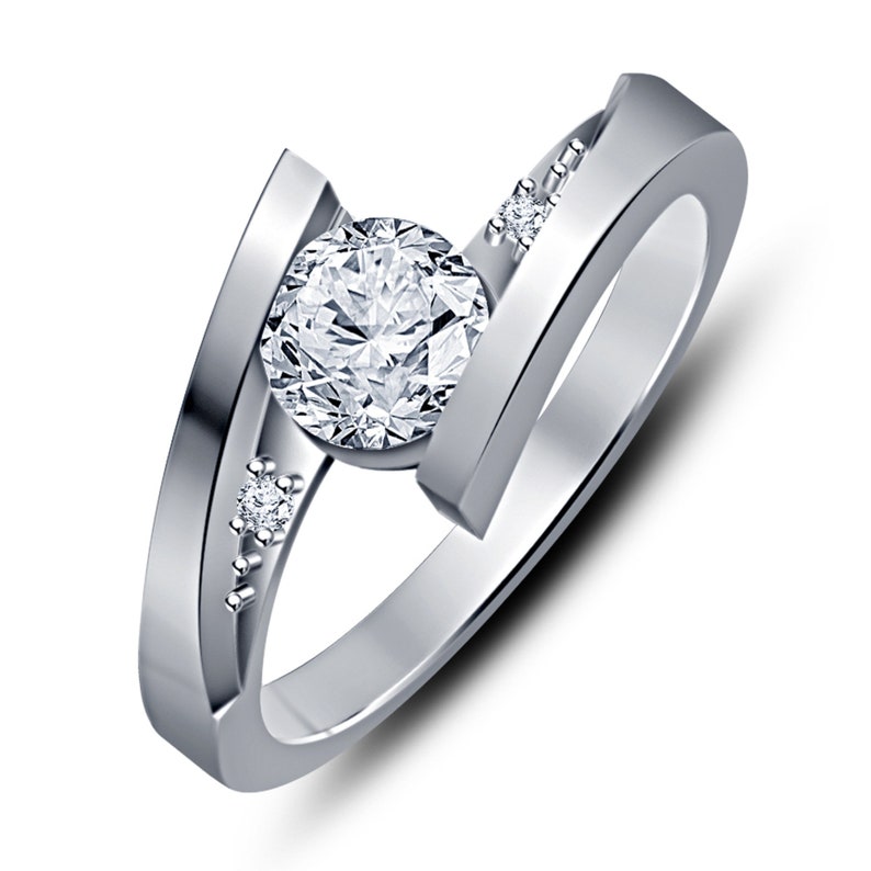 925 Silver Jewelry Solitaire Ring 18k White Gold Finish Round Cut Engagement Ring,Lovely Ring Wedding Ring,Bridal ring