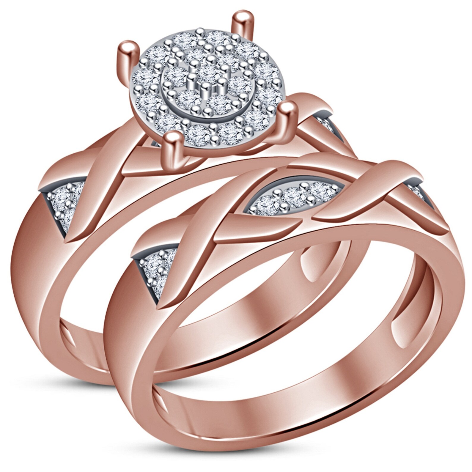 Braided Wedding Set Celtic Bridal Set 18K Gold Finish Etsy