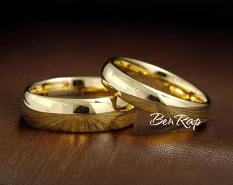 Couples Gold Ring Set, His & Her Wedding Band Set, Engagement Ring Set, Gold Ring For Women, 925 Silver Promise Ring Set, Gold Ring For Men