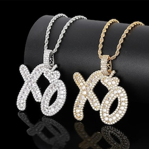 Hip Hop Customized XO Necklace Diamond Pendant High Polish Gold XO ...