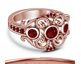 Disney Ring - Round Multi-Color Diamond Ring, Pocahontas Princess Fashion Ring, 14K Rose Gold Finish 925 Sterling Silver Disneyland Jewelry