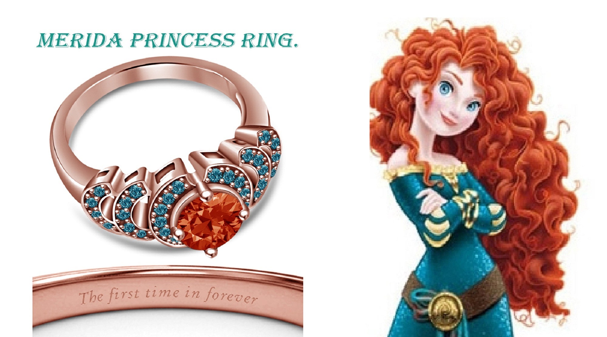Merida Disney Princess Ring for Women, 925 Sterling Silver Rose Gold ...
