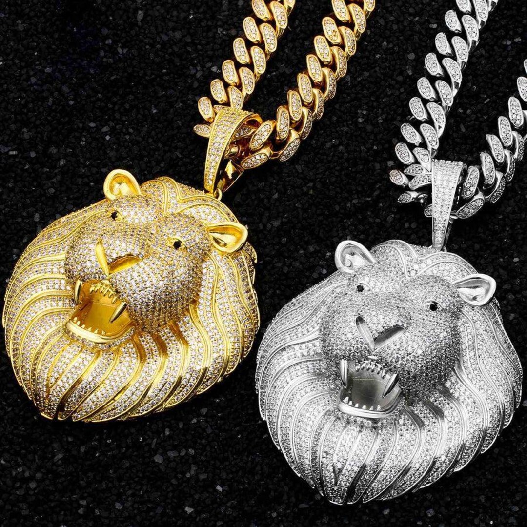 Lion Rapper Chain Iced Out Mufasa Pendant for Men, Rapper's Charm 925 Silver Animal ...