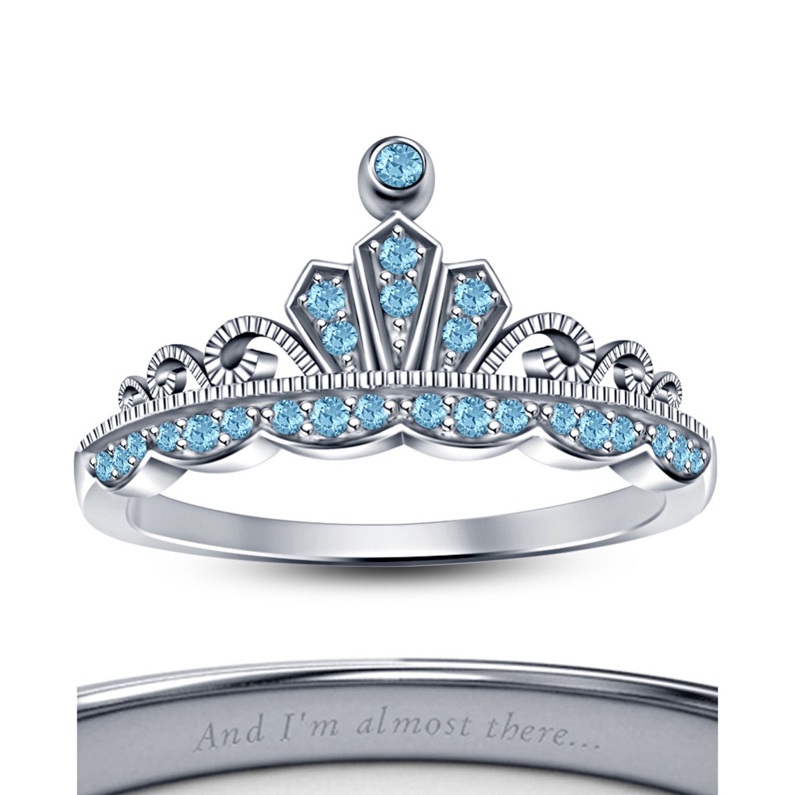Jasmine Disney Princess Ring Round Cut Aquamarine Stone 18K Etsy