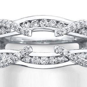 Round Diamond 14K White Gold Finish Solitaire Enhancer Wrap Wedding ...