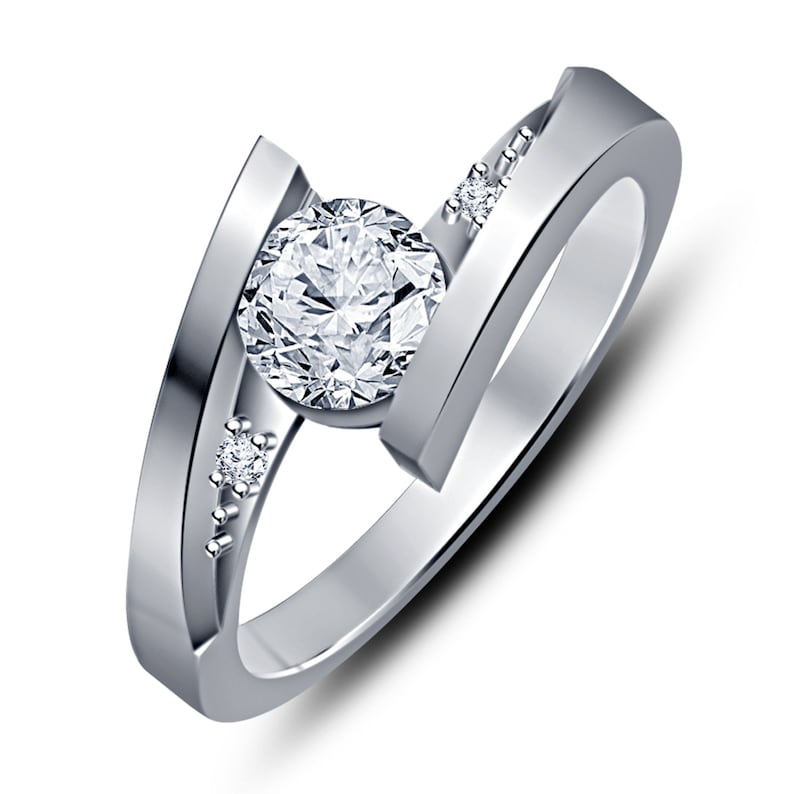 925 Silver Jewelry Solitaire Ring 18k White Gold Finish Round Cut Engagement Ring,Lovely Ring Wedding Ring,Bridal ring