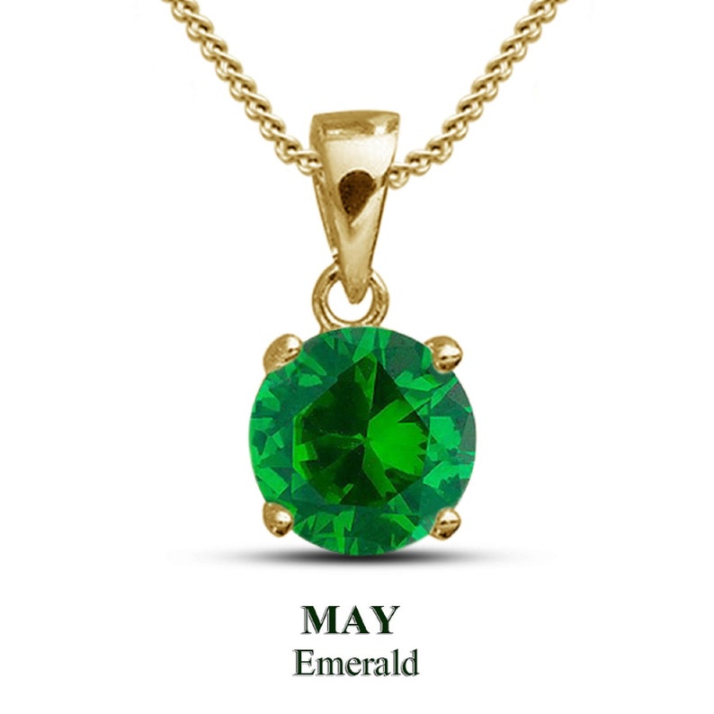 10K Yellow Gold Finish Green Emerald Disney May Birthstone Pendant 925 Silver