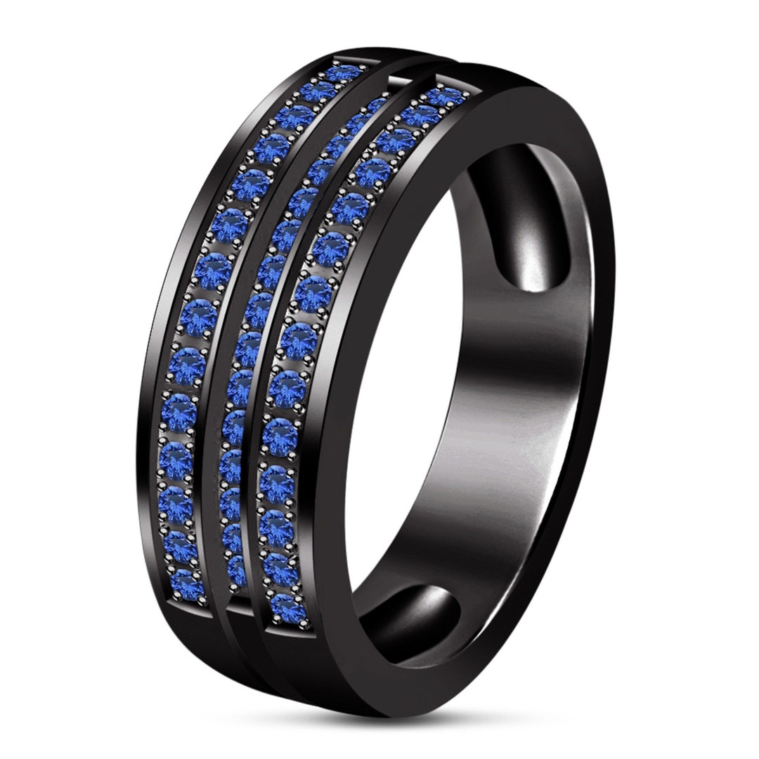 14k Black Gold Finish Men s Wedding Band Ring/ Engagement Ring for