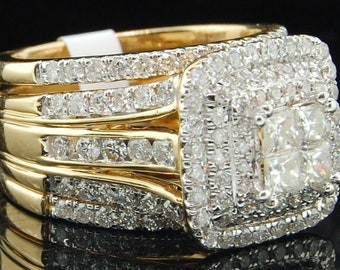 Women&#39;s Moissanite Engagement Ring/ Exquisite Princess Cut Diamond Gold Ring For Wedding/ 925 Silver Bridal Ring/ Ladies Ring in Gold Fn