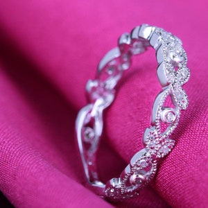 14K White Gold Finish Round Cut Moissanite Women Fashion 925 Sterling Silver Jewelry Ring