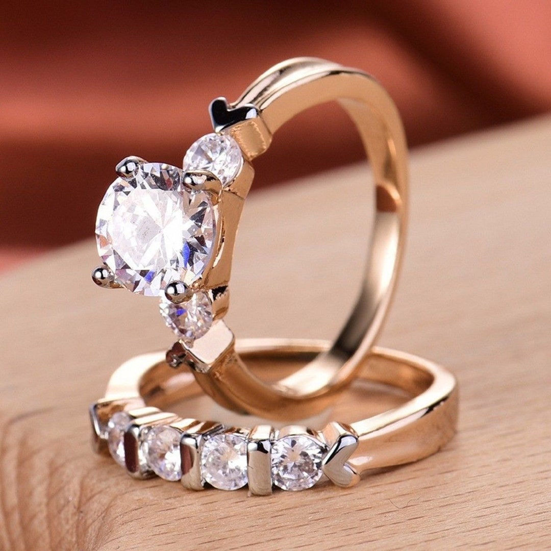  Rose Gold - Women's Bridal Rings Sets / Women's Wedding &  Engagement Rings: Clothing, Shoes & Jewelry