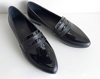 Dames Klassieke Loafers Zwart Lederen Schoenen Slip On - Etsy Nederland