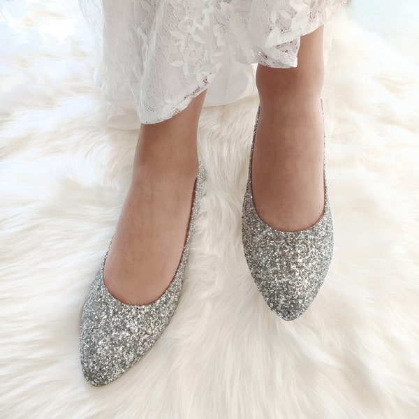 Silver Glitter Shoes Etsy