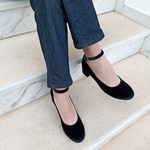 Ankle strap pumps block heel cheap