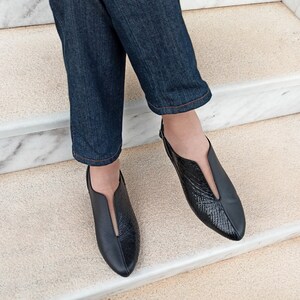 black leather slip ons