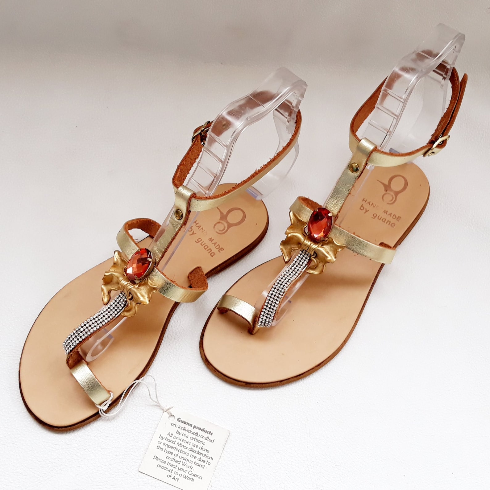 Wedding Beach Sandals Gold Leather Shoes Ankle Strap Sandals Etsy