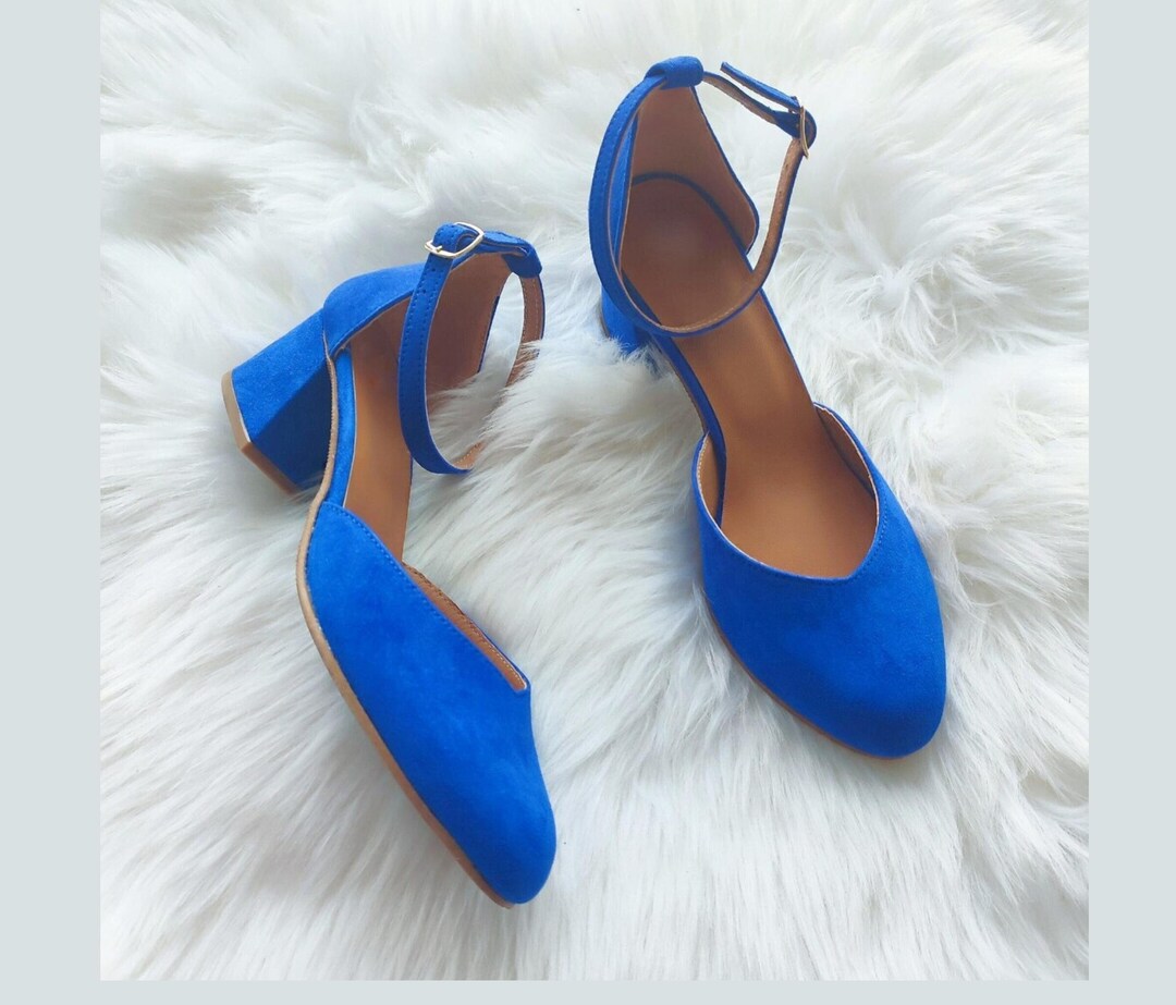 VINTAGE 80s Electric Blue/Purple Suede Pumps/High Heels 7.5 Leather | eBay