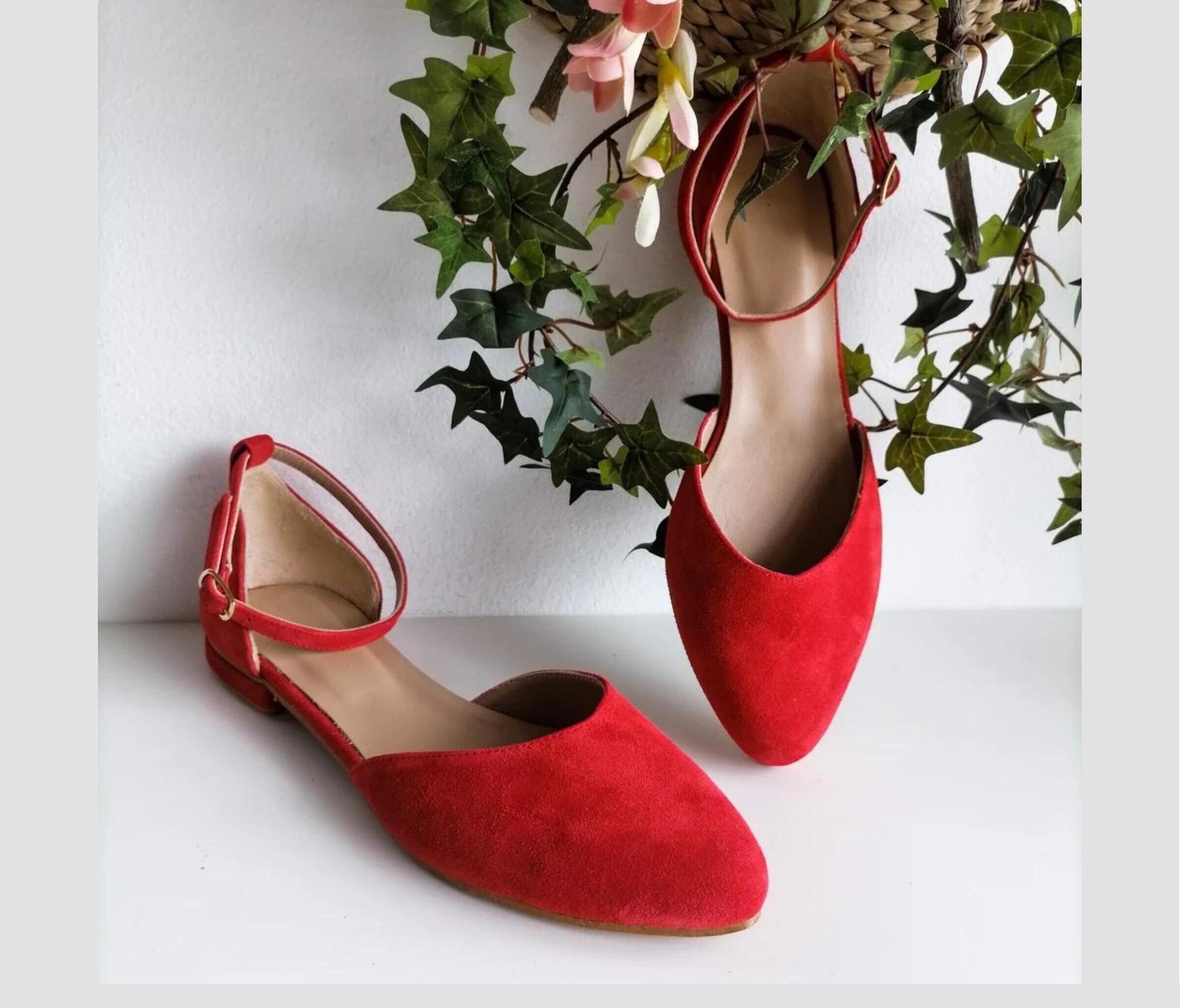 Red Ballet Flats Etsy