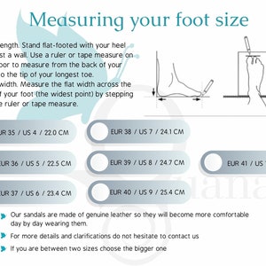 K&ouml;nnte beinhalten: Eine Anleitung zum Messen Ihrer Fu&szlig;gr&ouml;&szlig;e f&uuml;r Sandalen. Die Anleitung enth&auml;lt ein Diagramm, das zeigt, wie Sie die Fu&szlig;l&auml;nge und -breite messen. Au&szlig;erdem enth&auml;lt sie eine Tabelle mit europ&auml;ischen und US-Schuhgr&ouml;&szlig;en und den entsprechenden Fu&szlig;l&auml;ngen in Zentimetern.
