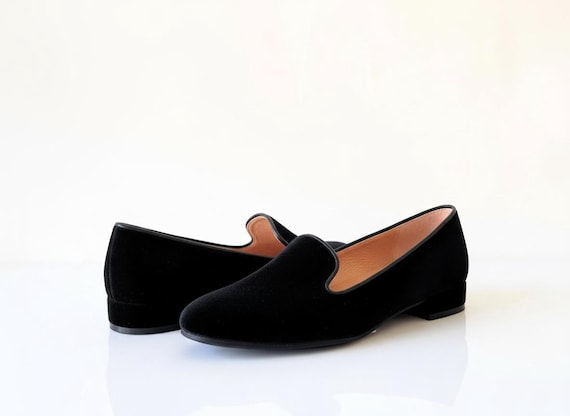 Women's Loafers in Black Velvet, Flat Shoes, Rounded Shoes, Comfortable  Shoes, Autumn Season Shoes, Black Low Heel Shoes, Slip Ons Shoes - Etsy UK