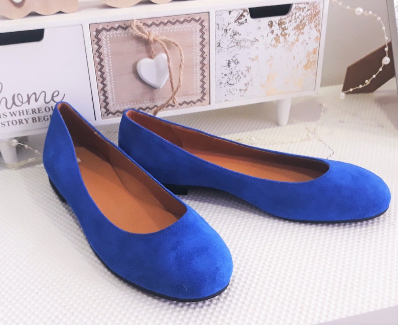 Royal Blue Woman Flat Shoes Size 38 EU Blue Ballet Shoes | Etsy