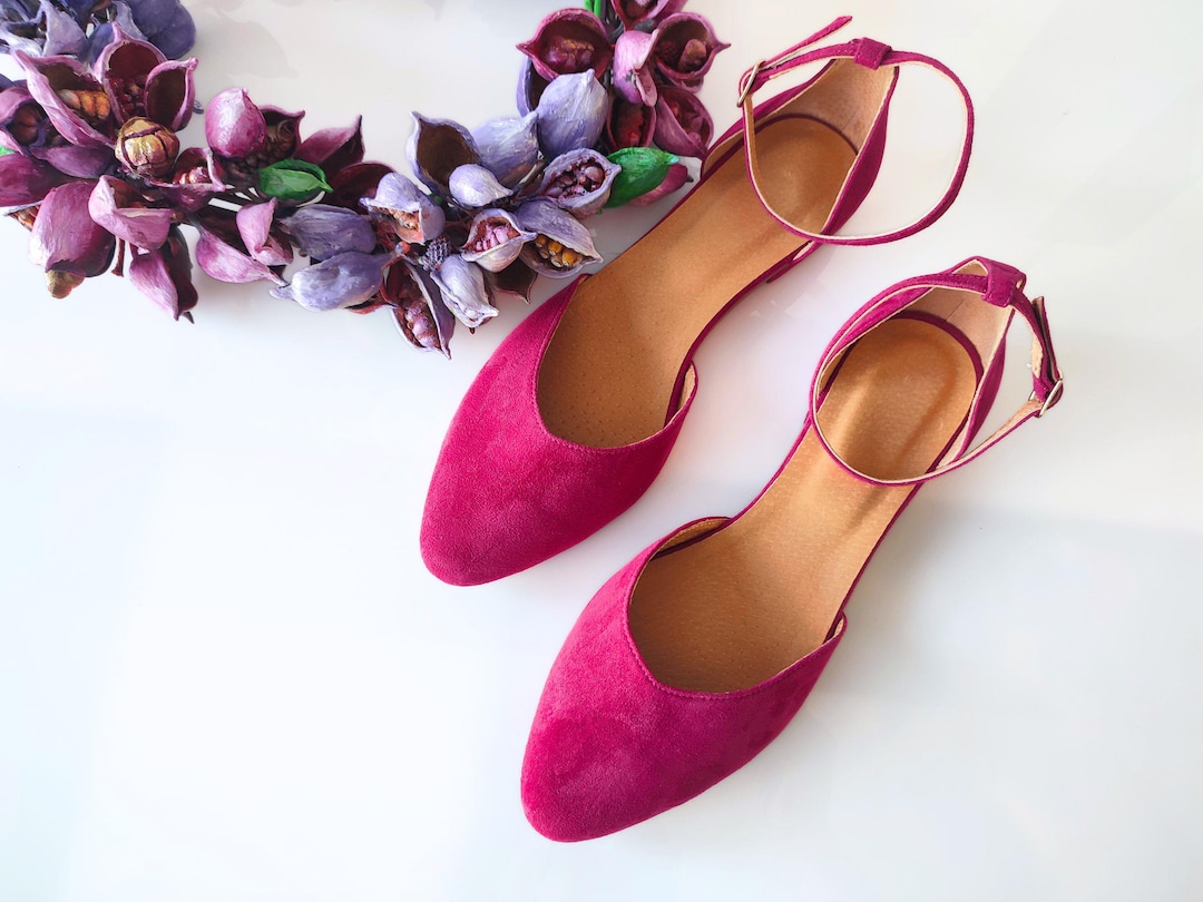 Bared Footwear Dusty Rose Flats Hot Pink Wedding Pumps, Ankle
